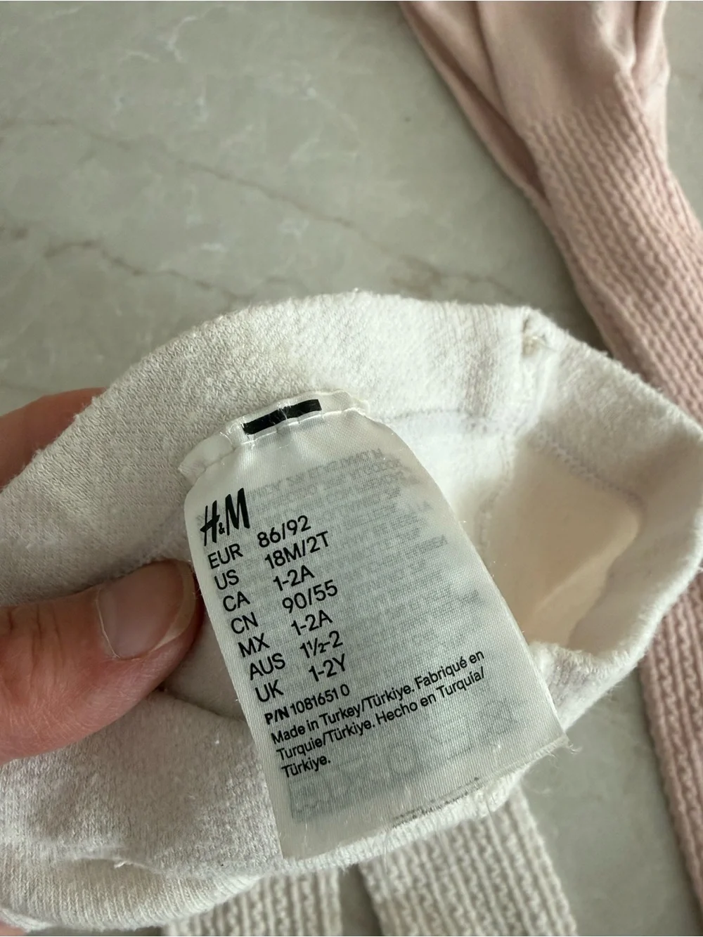 H&M Ribbed Knee-High Tights in Cream and Blush Pink